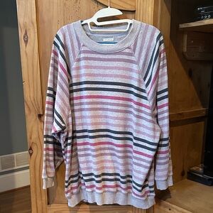American Eagle Outfitters Striped Sweatshirt in Gray and Pink